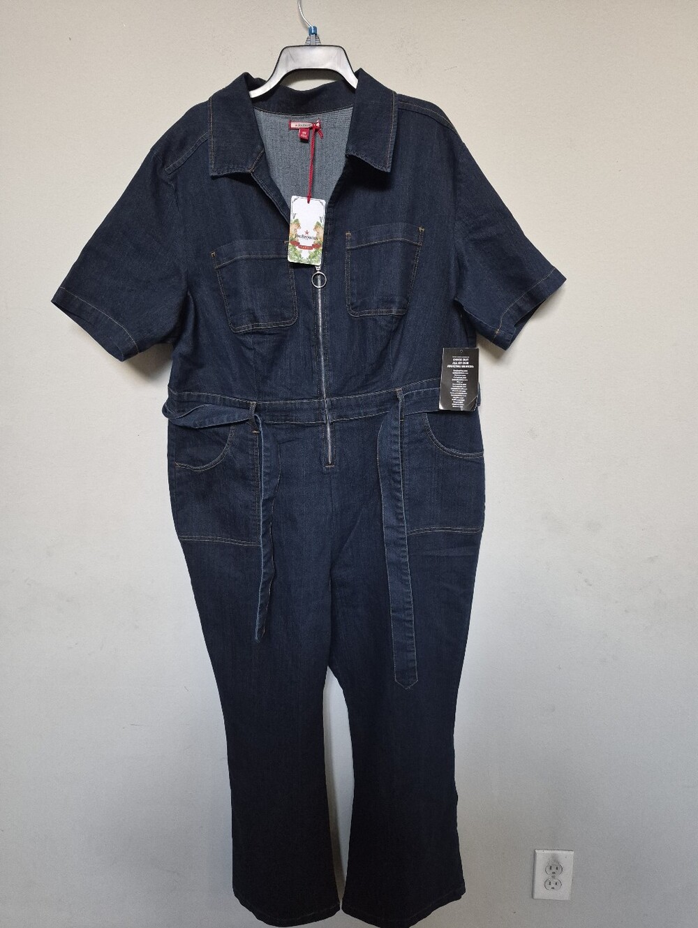 Joe Browns Dark Indigo Denim Short-Sleeve Jumpsuit Plus Size 20W